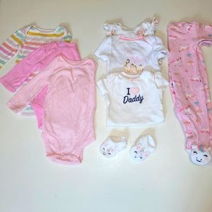 NWOT - Carter's Baby Girl Onesies - Perfectly Pink Bundle 7 pieces 3-6 months